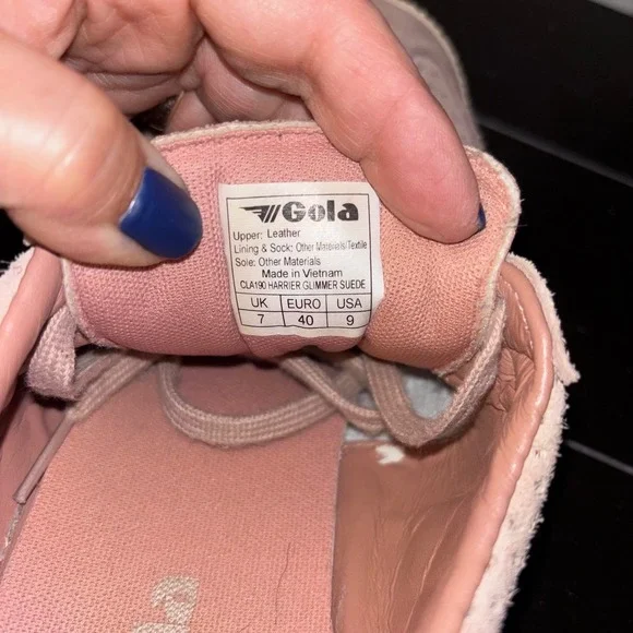Gola Harrier | Women's US 9 EU 39-40 | Pink Suede Rose Gold Sneakers - Picture 9 of 11